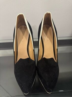 L.A.M.B. Dice Black Pointed-Toe Heels